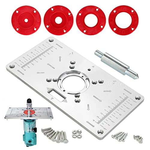 Bexdug Aluminium-Fräsplatteneinsatz, Robuste Aluminium-Fräsereinsatzplatte, Holzbearbeitungs-Frästisch-Montageplatte, Frästisch-Einsatzringe und Schrauben für Holztrimmer-Fräser Bexdug Aluminium-Fräsplatteneinsatz, Robuste Aluminium-Fräsereinsatzplatte, Holzbearbeitungs-Frästisch-Montageplatte, Frästisch-Einsatzringe und Schrauben für Holztrimmer-Fräser von Bexdug