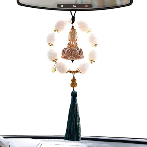 Bexdug Auto baumelndes Zubehör | Rückspiegel baumelndes Zubehör - Ästhetische Buddha-Statue Ornament, Holzperlen Anhänger für Innendekoration Bexdug Auto baumelndes Zubehör | Rückspiegel baumelndes Zubehör - Ästhetische Buddha-Statue Ornament, Holzperlen Anhänger für Innendekoration von Bexdug
