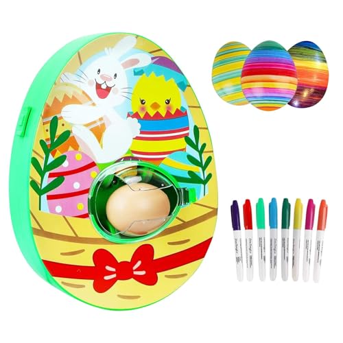 Bexdug Easter Egg Decoration Set, Easter Egg Kit, Easter Egg Machine Comes with 2 Eggs, 8 Colours Marker Pe-n, Easter Egg Painting Machine with Spinner von Bexdug