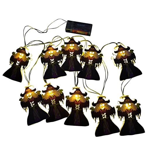 Bexdug Halloween-Kürbis-Hexe-Schnur-Lichter, 6,5 Fuß, 10 LEDs, Batteriebetrieben, Innen- und Außenbereich, LED, Multicolor, Wasserfest, Halloween-Dekoration, Lichterkette Bexdug Halloween-Kürbis-Hexe-Schnur-Lichter, 6,5 Fuß, 10 LEDs, Batteriebetrieben, Innen- und Außenbereich, LED, Multicolor, Wasserfest, Halloween-Dekoration, Lichterkette von Bexdug