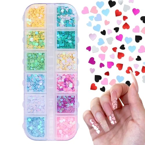 Bexdug Pailletten zur Nageldekoration - Fingernagel Glanz Accessoire | Holografische Herzform Glitzer Pailletten für Hochzeit Date Kostüm Fest von Bexdug