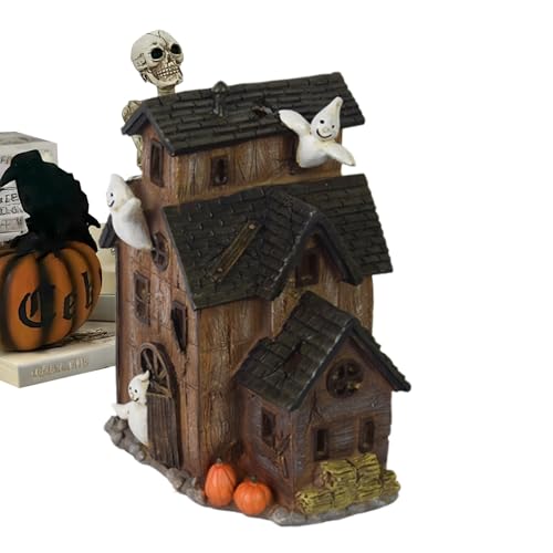 Bexdug Spukhaus Figur | Beleuchtetes Geisterhaus für Partys und Feste - Tischdekoration Wohnaccessoires Für Wohnzimmer Schlafzimmer Küche Studentenzimmer Kaminbank Bücherregal von Bexdug