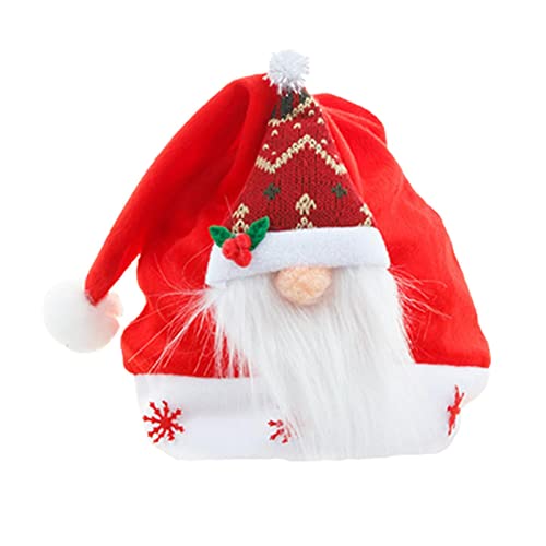 Bexdug Weihnachtsmützen - Weihnachtszwerg-Design, rote Hüte,Weiche, rote, flauschige Weihnachtsmannmütze für Kinder, Erwachsene, Kinder, Jungen, Mädchen von Bexdug