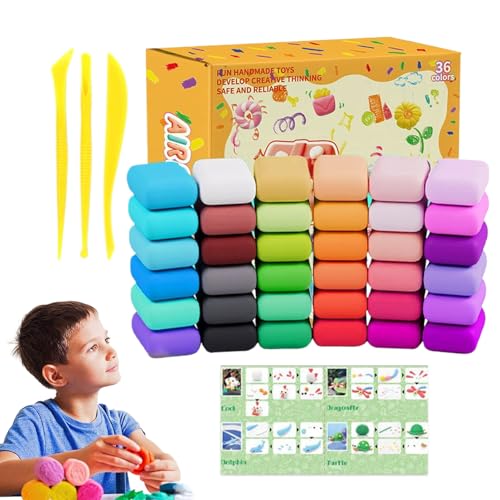 Bunte Lufttrocknende Modelliermasse - 36 Farben Weiche Selbsthärtende Knete - Leichter Weicher Modellierteig Komplettset Für Kinder Alter 3-12 Jahre Bastelbedarf Schulprojekte Kreativgeschenke Bunte Lufttrocknende Modelliermasse - 36 Farben Weiche Selbsthärtende Knete - Leichter Weicher Modellierteig Komplettset Für Kinder Alter 3-12 Jahre Bastelbedarf Schulprojekte Kreativgeschenke von Bexdug