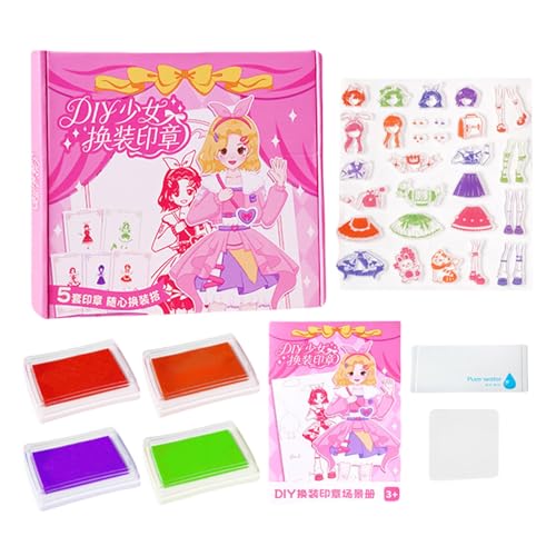 Mädchen Stempel Malbuch,Prinzessinnen Kostüme Rollenspiel Stempelset | Pädagogisches Reisespielzeug Zur Förderung Von Kreativität & Fantasie Bei Kindern von Bexdug