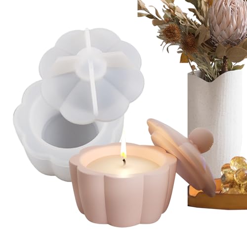 Teelicht-Kerzenhalter-Form, Gießform für Sukkulentenvasen, Betongussform mit Deckel für Sukkulenten-Vasen-Kerzenhalter-Aufbewahrungsbehälter Bexdug von Bexdug
