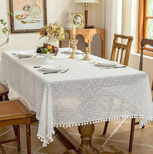Beydodo Tischdecke Abwaschbar Weiß, Tischtuch Französisch Rechteckig 140x220 Spitze mit Pompons Tischdecken Polyester für Draußen Garten Beydodo Tischdecke Abwaschbar Weiß, Tischtuch Französisch Rechteckig 140x220 Spitze mit Pompons Tischdecken Polyester für Draußen Garten von Beydodo