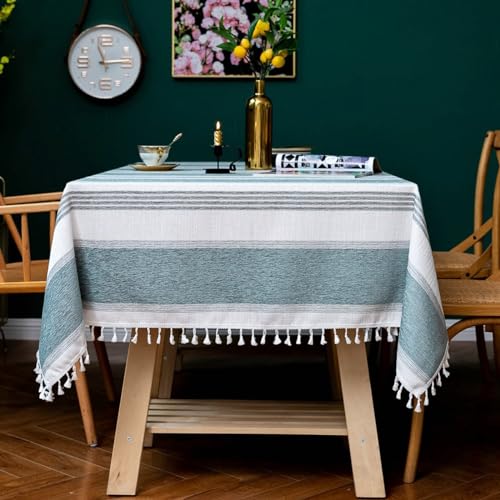 Beydodo Tischdecken Abwaschbar 140x240, Tischtuch für Draußen mit Streifen Motiv Nordisch Tischdecke Outdoor Eckig von Beydodo