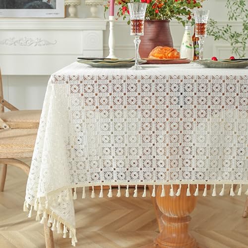 Beydodo Tischtuch Abwaschbar, Tischdecke Outdoor 120x120CM Spitze Blumen Motiv mit Quasten Beige Tischdecken Wetterfest für Party Draußen Beydodo Tischtuch Abwaschbar, Tischdecke Outdoor 120x120CM Spitze Blumen Motiv mit Quasten Beige Tischdecken Wetterfest für Party Draußen von Beydodo