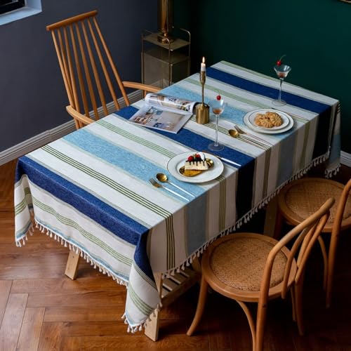 Beydodo Tischtuch Abwaschbar 90x90CM, Tischdecke Outdoor mit Streifen Motiv Nordisch Tischdecken für Draußen Party Garten Hochzeit von Beydodo