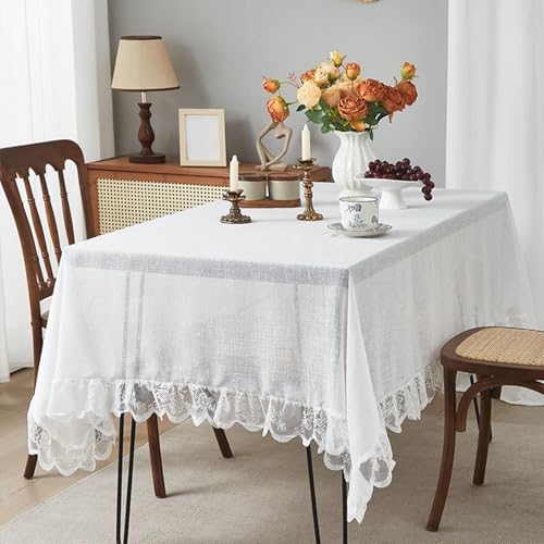 Beydodo Tischtuch Landhausstil Weiß, Tischdecke Abwaschbar Rechteckig 140x200 Spitze mit Blumen Muster Tischtuch Polyester für Biertisch Stehtisch Esstisch Beydodo Tischtuch Landhausstil Weiß, Tischdecke Abwaschbar Rechteckig 140x200 Spitze mit Blumen Muster Tischtuch Polyester für Biertisch Stehtisch Esstisch von Beydodo