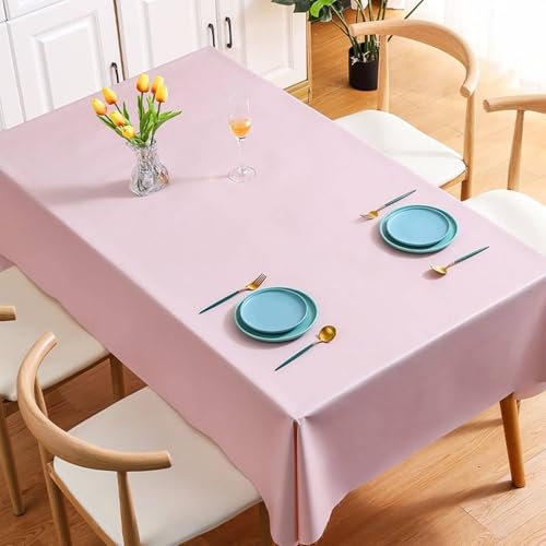 Beydodo Tischtuch PVC 140x220 Rosa, Tischdecke Modern Einfarbig Tischtuch Abwaschbar für Biertisch Stehtisch Esstisch von Beydodo