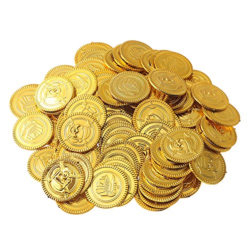 Beyond Dreams 150 Gold Münzen Spielgeld für Kinder - Piratenschatz - Fake Geld zum Spielen - Gute Prägung - Set für Piraten-Geburtstag - Schatzsuche - Kinderkasse - zum Teilen als Mitgebsel geeignet von Beyond Dreams