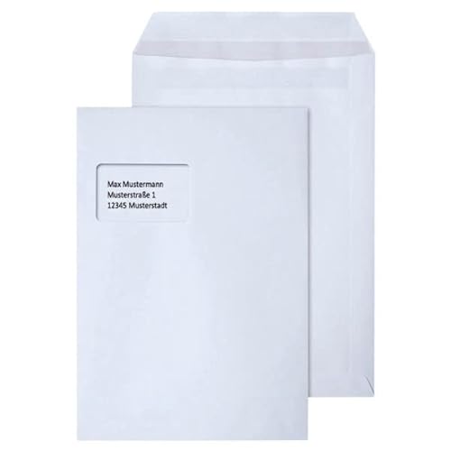 50 x C4 Versandtaschen von Beyond Dreams - Umschläge weiß mit Fenster - A4 Briefumschlag - selbstklebend - 100 g/m² - 229x324mm (C4) von Beyond Dreams