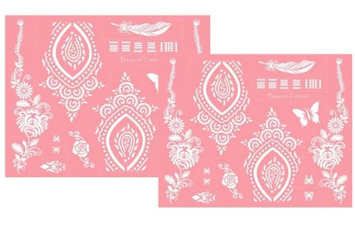 Mandala Blumen Schmetterling Feder Tattoo Stencil Tattoo Schablone Vorlage für Finger- Hand- und Körper Bemalung Mes01x2 von BeyondTattoos