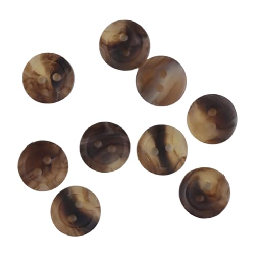 10 Stück Kunstharzknöpfe mit breiter Kante und zwei Ösen, 11,5 mm/9 mm (dunkelbraun, 11,5 mm, 10 Stück) von Bfjpofi