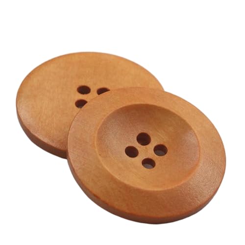 10 runde Holzknöpfe 18 mm bis 38 mm (hellkaffeefarben, 30 mm, 10 Stück) von Bfjpofi