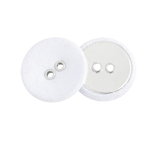 10 runde Stoffknöpfe, 11 mm bis 23 mm (1 # Weiß, 18 mm, 10 Stück) von Bfjpofi