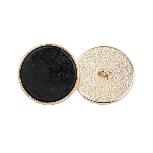 6 farbige Metallknöpfe, 18 - 25 mm (schwarz, 25 mm, 6 Stück) von Bfjpofi