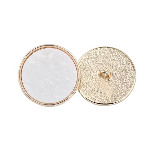 6 farbige Metallknöpfe, 18 mm - 25 mm (weiß, 18 mm, 6 Stück) von Bfjpofi