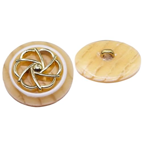 6 runde Metallknöpfe, 18 mm - 25 mm (7# Beige, 18 mm, 6 Stück) von Bfjpofi