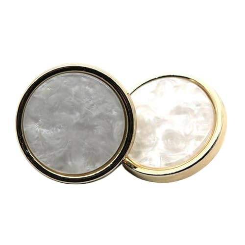 6 runde flache Metallknöpfe, 16,5 mm bis 25 mm (Goldweiß, 16,5 mm, 6 Stück) von Bfjpofi