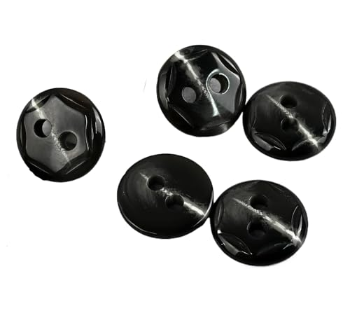 6 sechseckige Zweiloch-Knöpfe aus Kunstharz, 27 mm, 33,5 mm, 43,5 mm (Textur schwarz, 27 mm, 6 Stück) von Bfjpofi