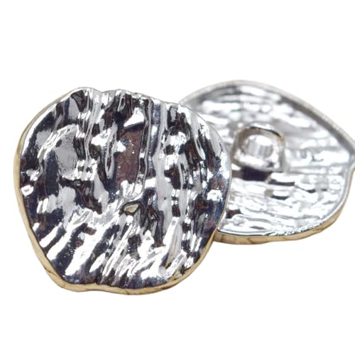 6 unregelmäßige Metallknöpfe, 20 mm (Nr. 2 Hellsilber, 20 mm, 6 Stück) von Bfjpofi