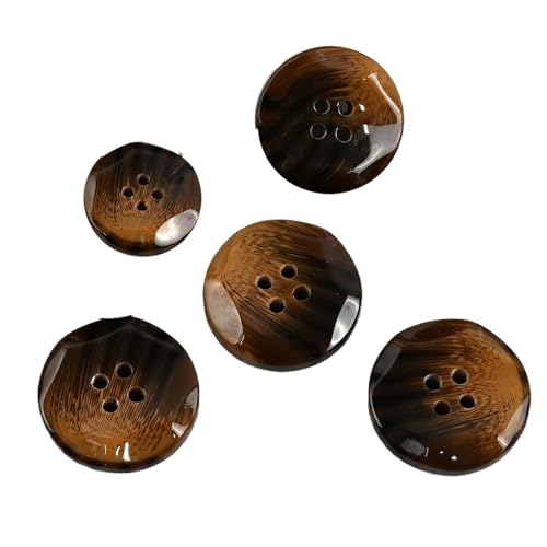 Harzknöpfe mit 3D-Kanten-Design, 17,5 mm bis 34 mm (brauner Kaffeebraun, 34 mm, 10 Stück) von Bfjpofi