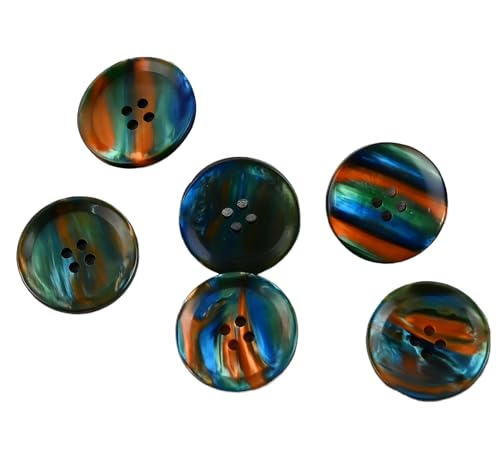 Harzknöpfe zum Basteln und Nähen, 22,5 mm, 25 mm (Grün, Blau, Orange, 25 mm, 10 Stück) von Bfjpofi