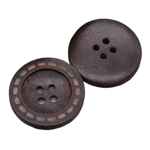 Holzknöpfe, 10 mm bis 25 mm (dunkelbraun, 23 mm, 10 Stück) von Bfjpofi
