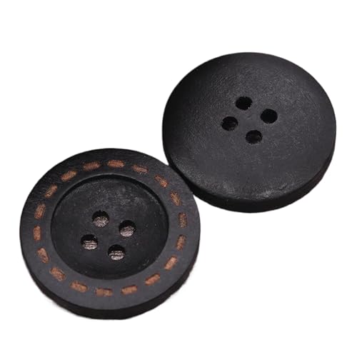 Holzknöpfe, 10 mm bis 25 mm (schwarz, 20 mm, 10 Stück) von Bfjpofi