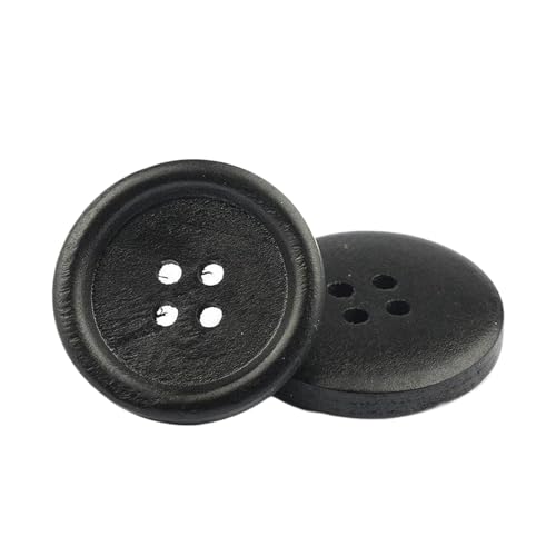Holzknöpfe, 10 mm bis 30 mm, zum Nähen und Basteln, 10 Stück, Schwarz, 30 mm, 10 Stück Holzknöpfe, 10 mm bis 30 mm, zum Nähen und Basteln, 10 Stück, Schwarz, 30 mm, 10 Stück von Bfjpofi