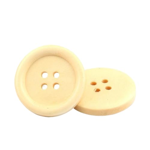 Holzknöpfe 10 mm bis 30 mm zum Nähen und Basteln (3#Beige, 25 mm, 10 Stück) von Bfjpofi