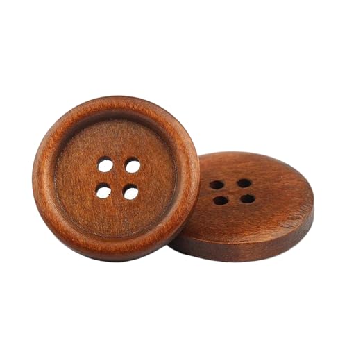 Holzknöpfe 10 mm bis 30 mm zum Nähen und Basteln (5#Medium Coffee, 25 mm, 10 Stück) von Bfjpofi