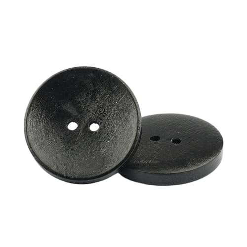 Holzknöpfe 10 mm bis 30 mm zum Nähen und Basteln (7# Schwarz, 28 mm, 10 Stück) von Bfjpofi