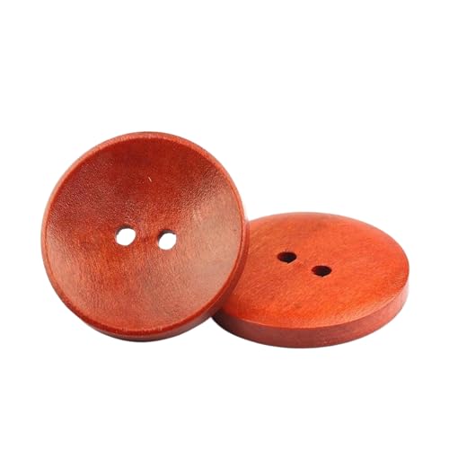 Holzknöpfe 10 mm bis 30 mm zum Nähen und Basteln (8# roter Kaffee, 28 mm, 10 Stück) von Bfjpofi