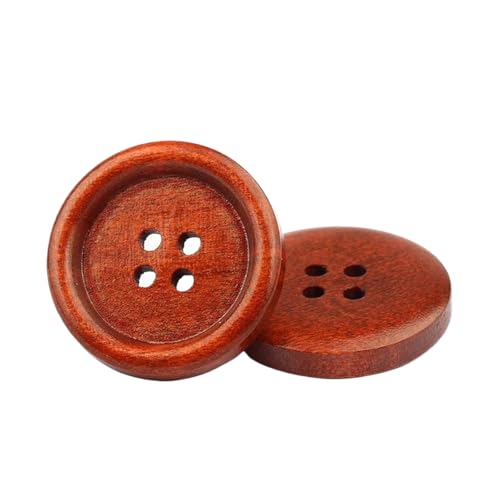 Holzknöpfe 10 mm bis 30 mm zum Nähen und Basteln (Nr. 2 roter Kaffee, 23 mm, 10 Stück) von Bfjpofi