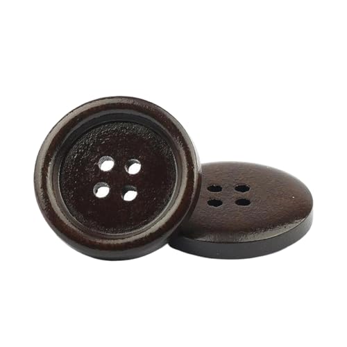 Holzknöpfe 10 mm bis 30 mm zum Nähen und Basteln (Nr. 6 Dunkelbraun, 23 mm, 10 Stück) von Bfjpofi