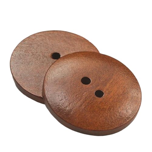 Holzknöpfe mit zwei Löchern, 18 mm - 38 mm (Mittelbraun, 30 mm, 10 Stück), 10 Stück von Bfjpofi