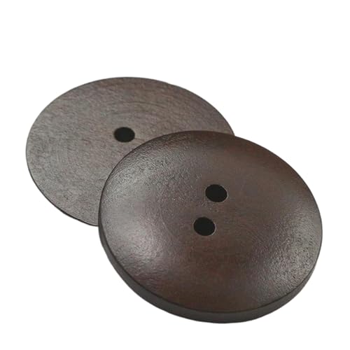 Holzknöpfe mit zwei Löchern, 18 mm - 38 mm (dunkelbraun, 34 mm, 10 Stück), 10 Stück von Bfjpofi