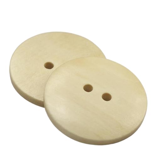 Holzknöpfe mit zwei Löchern, 18 mm - 38 mm (helle Holzfarbe, 20 mm, 10 Stück), 10 Stück von Bfjpofi