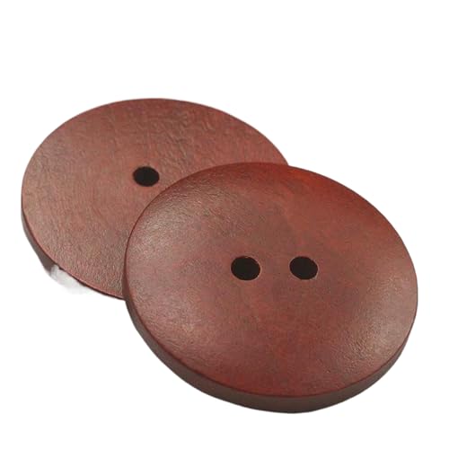 Holzknöpfe mit zwei Löchern, 18 mm - 38 mm (roter Kaffee, 28 mm, 10 Stück), 10 Stück von Bfjpofi
