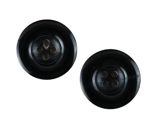 Hornknöpfe mit breiter Kante, 15 mm - 25 mm (schwarz, 15 mm, 5 Stück) von Bfjpofi