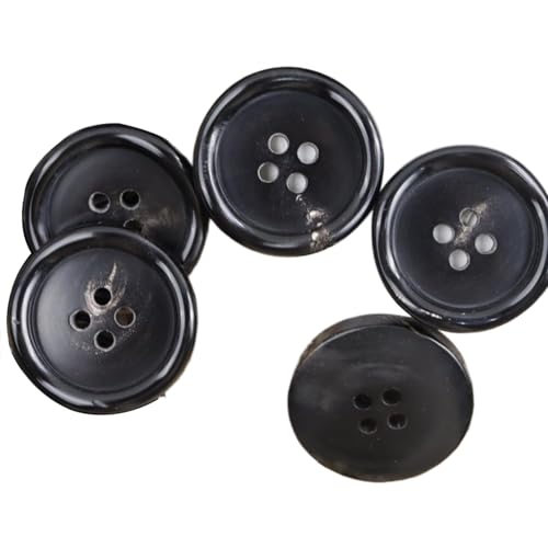 Hornknöpfe mit gebogener Kante, 15 - 25 mm (schwarz, 18 mm, 5 Stück) von Bfjpofi