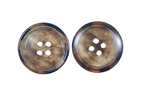 Knöpfe aus Kunstharz, vier Ösen, rund, dünne Kanten, 15 mm - 28 mm (Kaffee, 20 mm, 10 Stück) von Bfjpofi