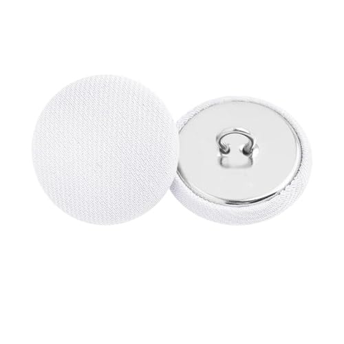 Knöpfe mit Stoffbezug, 10 mm bis 25 mm (1 # Weiß, 20 mm, 10 Stück) von Bfjpofi