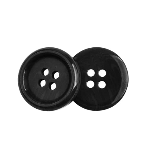 Knöpfe mit vier Ösen, 10 Stück, 15 mm, 20 mm (Nr. 4, Schwarz, 15 mm, 10 Stück) von Bfjpofi