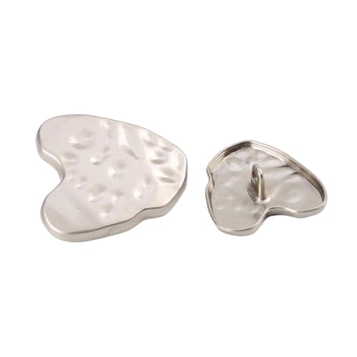 Metallknöpfe, unregelmäßig, herzförmig, 11 mm, 25 mm, 30 mm, 6 Stück (Sandsilber, 30 mm) von Bfjpofi