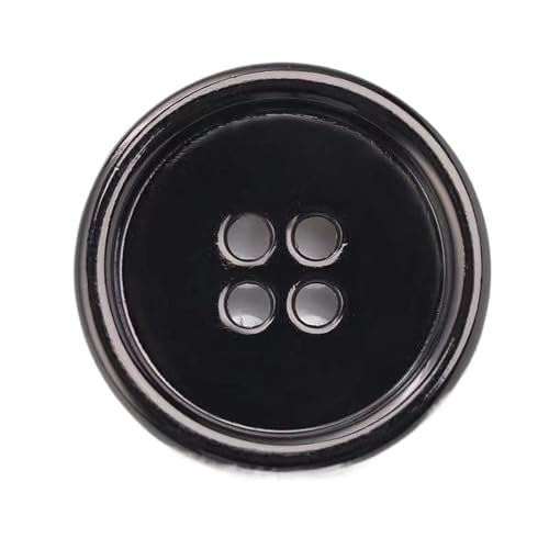 Metallknöpfe mit dünnen Kanten, 4 Ösen, 10 mm bis 25 mm, Schwarz, 6 Stück Metallknöpfe mit dünnen Kanten, 4 Ösen, 10 mm bis 25 mm, Schwarz, 6 Stück von Bfjpofi